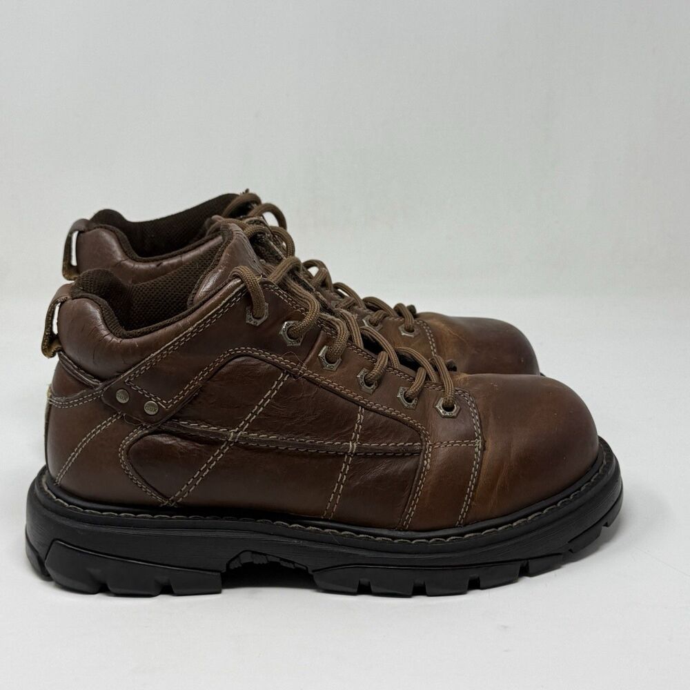 GBX Boots Mens 10 Brown Leather Chunky Lug Sole Gorpcore Y2K Vintage FLAWS